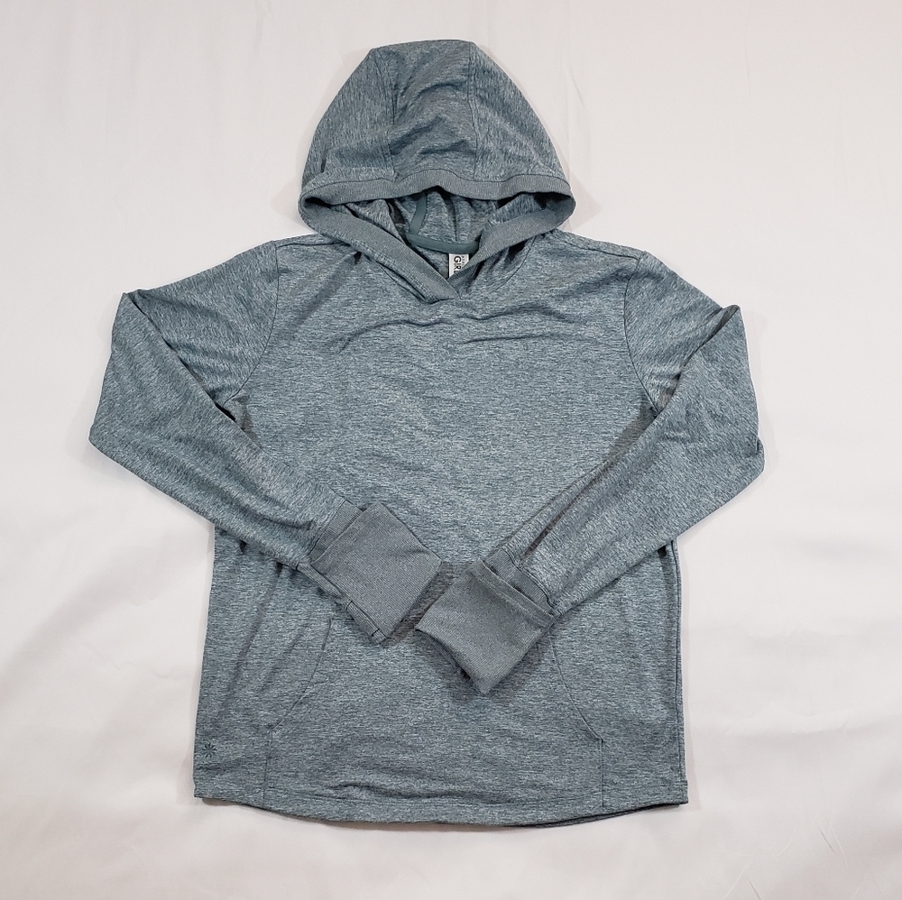 Athleta Girl Pull-Over Running Athletic Jacket Heather Teal Grey Size XXL 16 EUC